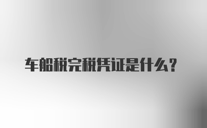 车船税完税凭证是什么？