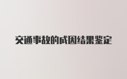 交通事故的成因结果鉴定