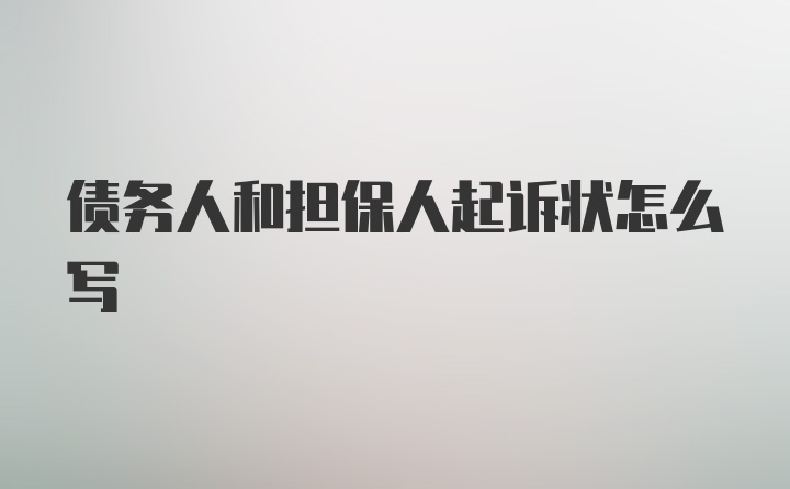 债务人和担保人起诉状怎么写