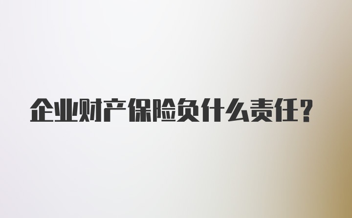 企业财产保险负什么责任？