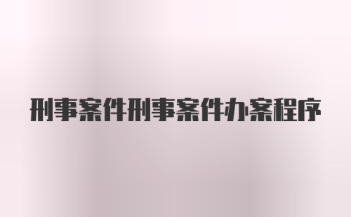 刑事案件刑事案件办案程序