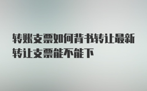 转账支票如何背书转让最新转让支票能不能下