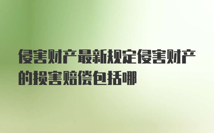 侵害财产最新规定侵害财产的损害赔偿包括哪