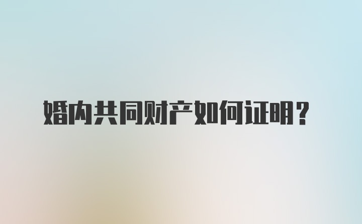 婚内共同财产如何证明？