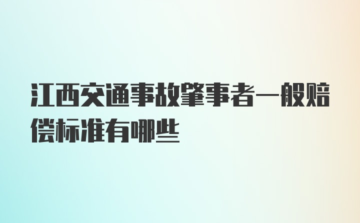 江西交通事故肇事者一般赔偿标准有哪些