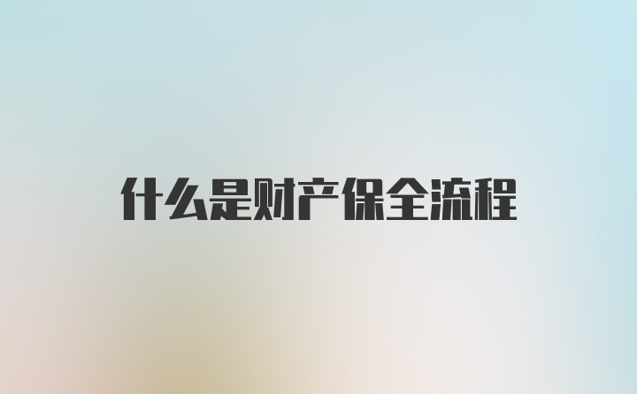 什么是财产保全流程