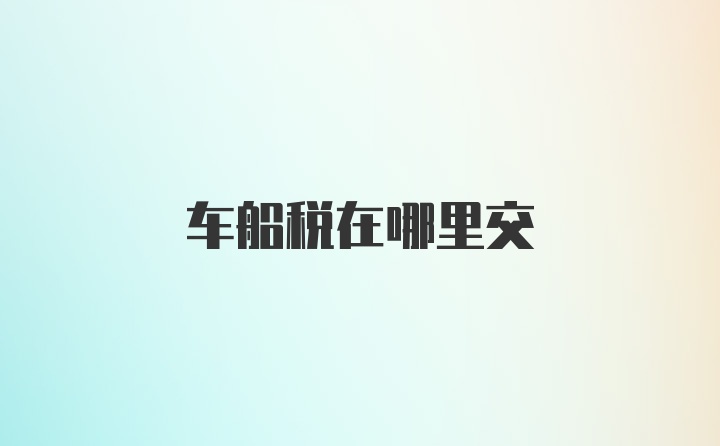 车船税在哪里交