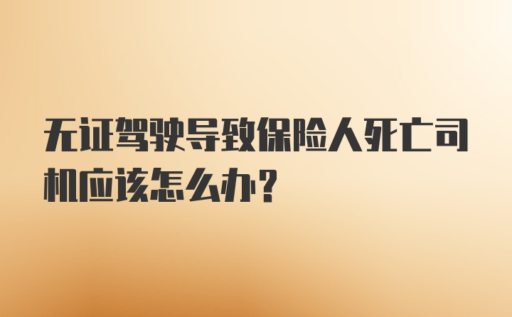 无证驾驶导致保险人死亡司机应该怎么办？