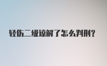 轻伤二级谅解了怎么判刑?