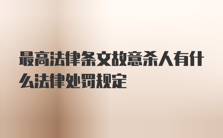 最高法律条文故意杀人有什么法律处罚规定