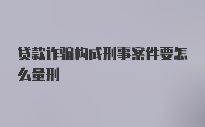 贷款诈骗构成刑事案件要怎么量刑