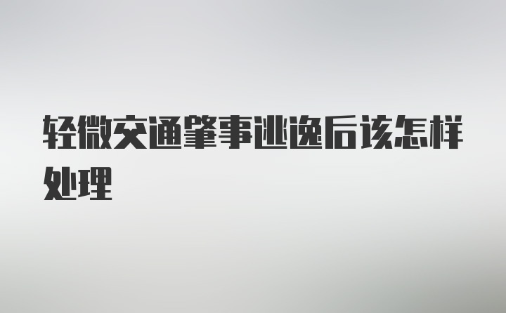 轻微交通肇事逃逸后该怎样处理