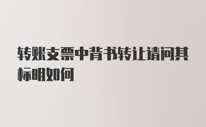 转账支票中背书转让请问其标明如何