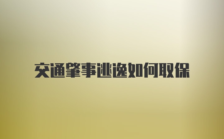 交通肇事逃逸如何取保