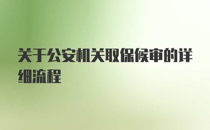 关于公安机关取保候审的详细流程