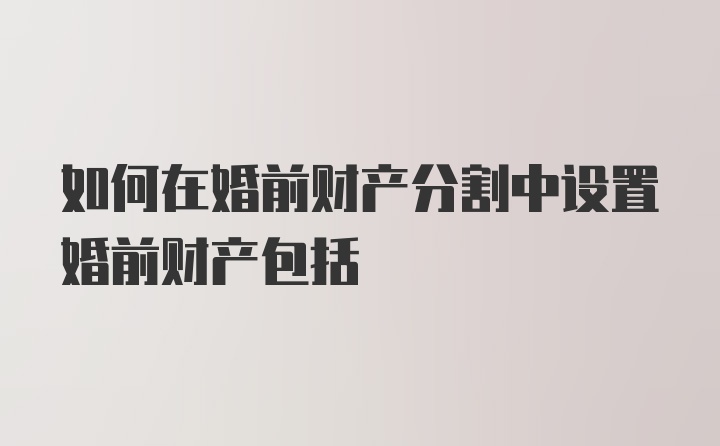 如何在婚前财产分割中设置婚前财产包括