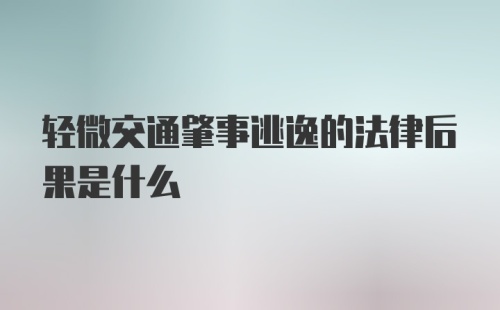 轻微交通肇事逃逸的法律后果是什么