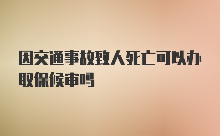 因交通事故致人死亡可以办取保候审吗