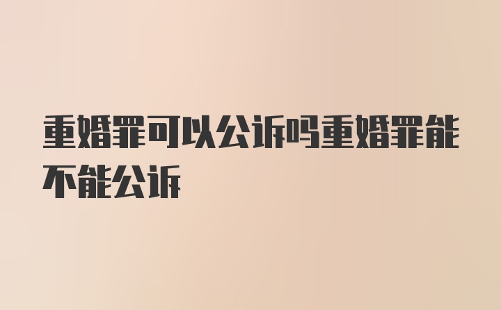 重婚罪可以公诉吗重婚罪能不能公诉