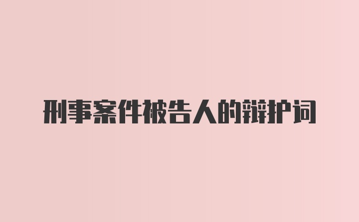 刑事案件被告人的辩护词