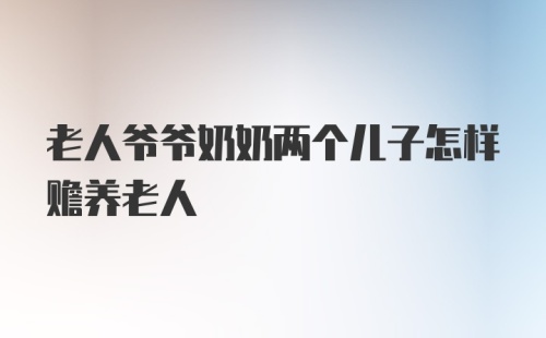 老人爷爷奶奶两个儿子怎样赡养老人