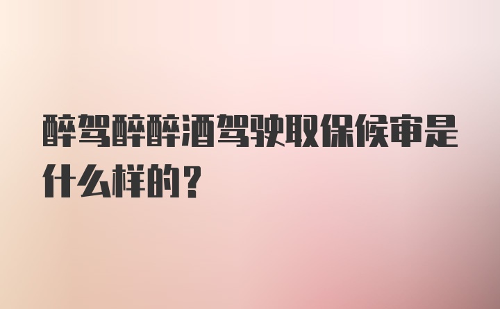 醉驾醉醉酒驾驶取保候审是什么样的？