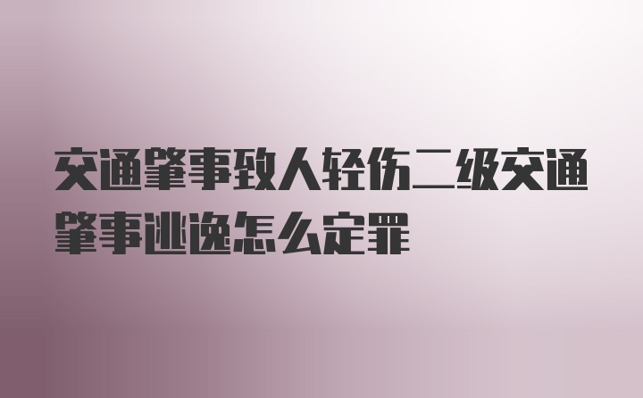 交通肇事致人轻伤二级交通肇事逃逸怎么定罪