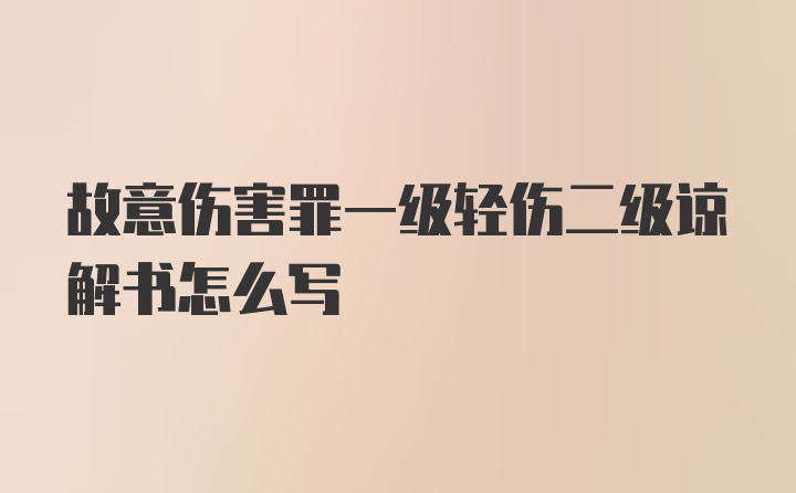 故意伤害罪一级轻伤二级谅解书怎么写