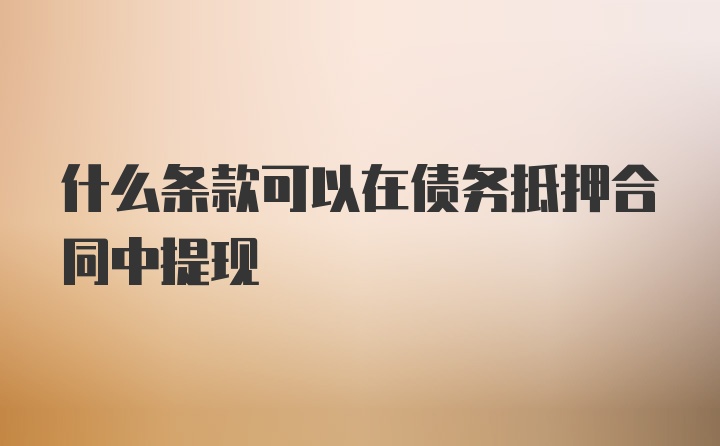 什么条款可以在债务抵押合同中提现