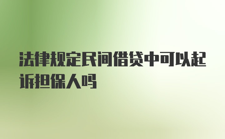 法律规定民间借贷中可以起诉担保人吗