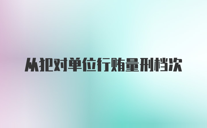 从犯对单位行贿量刑档次