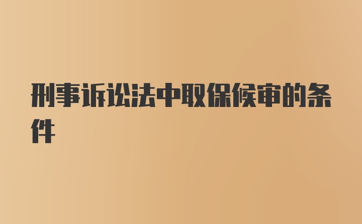 刑事诉讼法中取保候审的条件