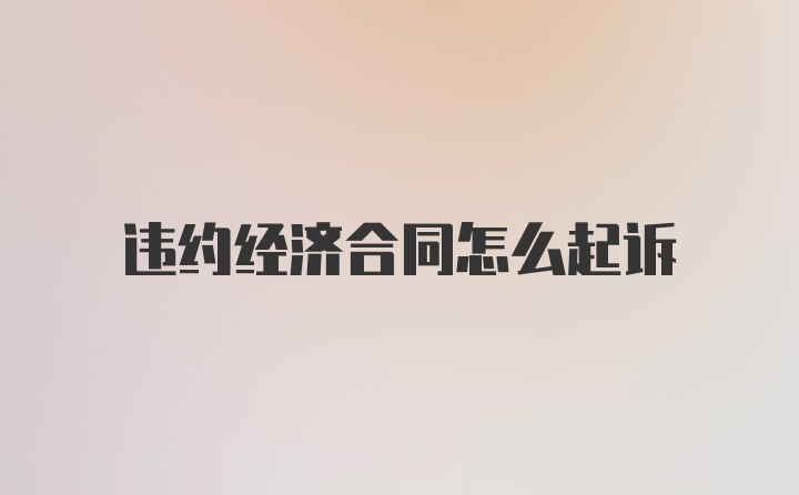 违约经济合同怎么起诉