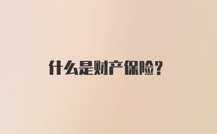 什么是财产保险？