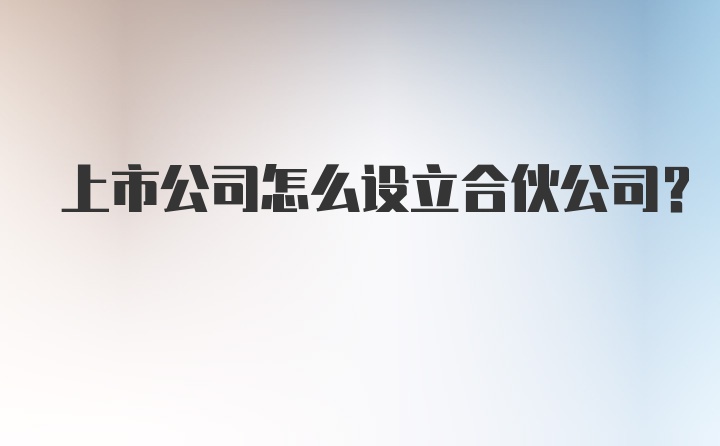 上市公司怎么设立合伙公司？