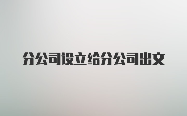 分公司设立给分公司出文