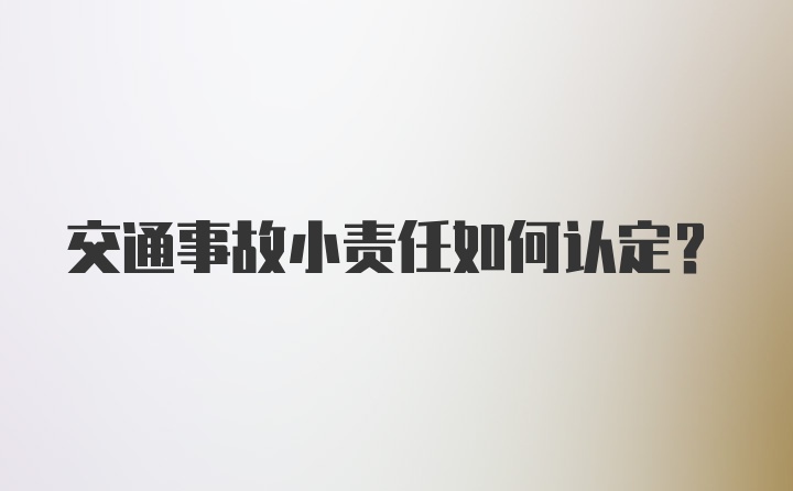 交通事故小责任如何认定?