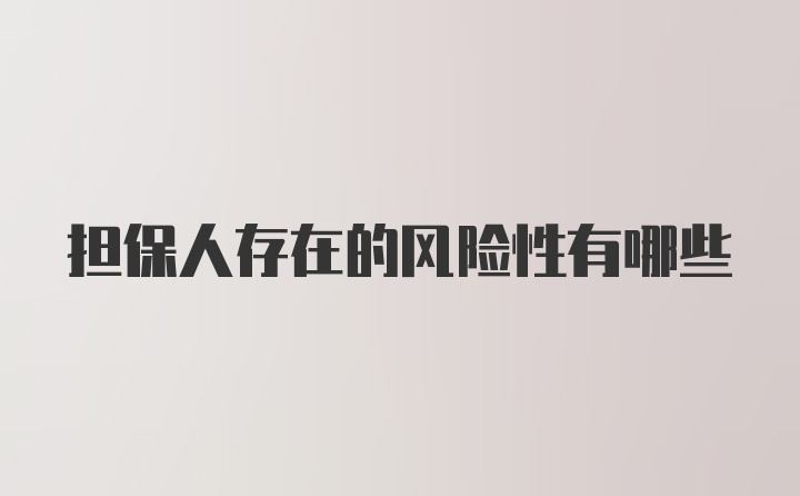 担保人存在的风险性有哪些