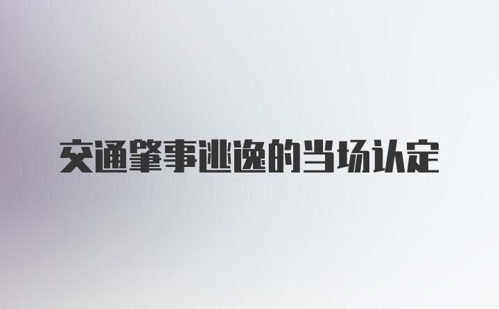 交通肇事逃逸的当场认定