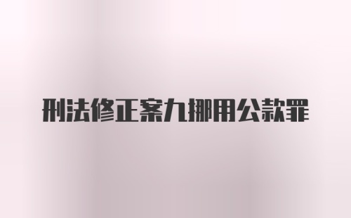 刑法修正案九挪用公款罪