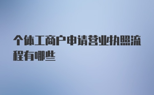 个体工商户申请营业执照流程有哪些