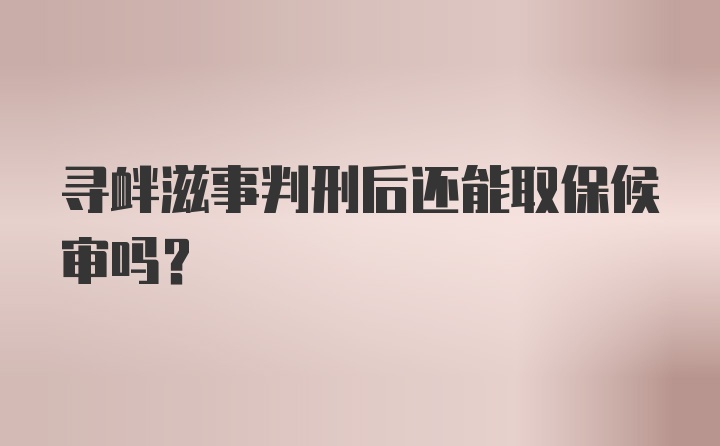 寻衅滋事判刑后还能取保候审吗？