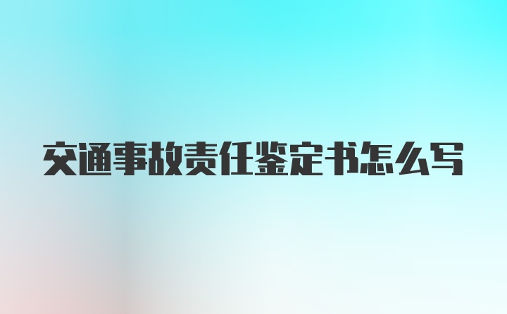 交通事故责任鉴定书怎么写