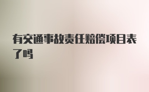 有交通事故责任赔偿项目表了吗