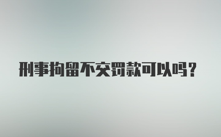 刑事拘留不交罚款可以吗？