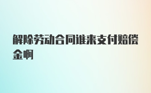 解除劳动合同谁来支付赔偿金啊