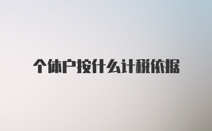 个体户按什么计税依据