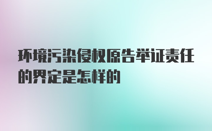 环境污染侵权原告举证责任的界定是怎样的