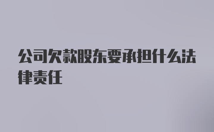 公司欠款股东要承担什么法律责任