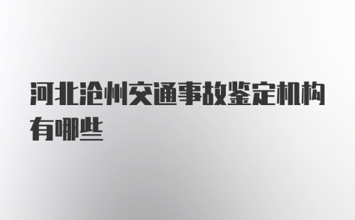 河北沧州交通事故鉴定机构有哪些